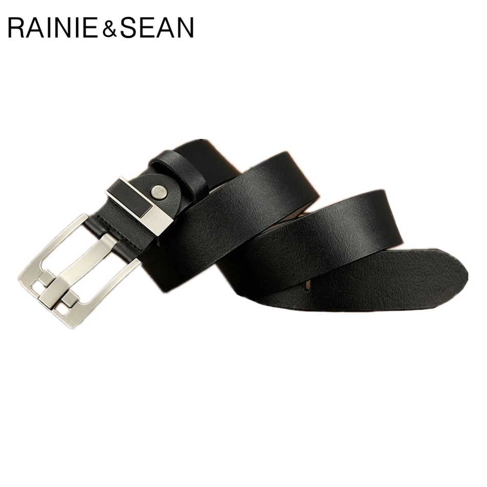 RAINIE SEAN Pin Buckle Belt Men Real Leather Square Buckle Belts Jeans Male Vintage Black Brand Genuine Leather Cowhide Belts