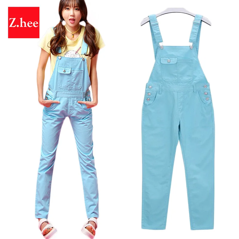 

Thin Candy colors Denim Jumpsuit Jeans Women Loose High Waist Denim Overalls For Women Overalls Jeans Jumpsuit Denim