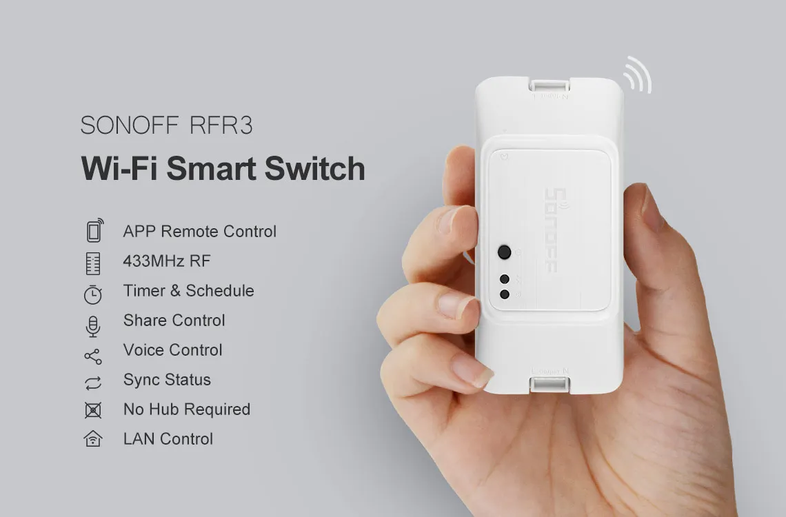 SONOFF 433 RF R3 Смарт вкл/выкл WiFi переключатель, Поддержка app/433 RF/LAN/голосовой пульт дистанционного управления DIY режим работает с Alexa Google Home