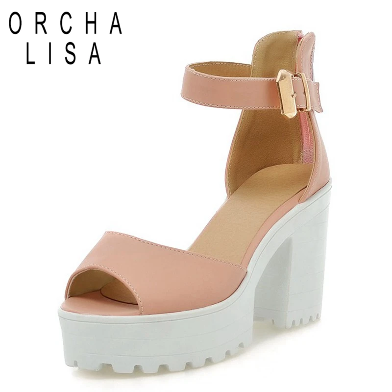 Женские сандалии на толстой подошве с пряжкой платформе|sandal shoes|sandals platformwhite summer