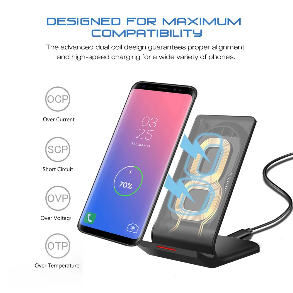Беспроводное зарядное устройство FDGAO 10 Вт Qi для iPhone XS Max XR X 8 подставка быстрой