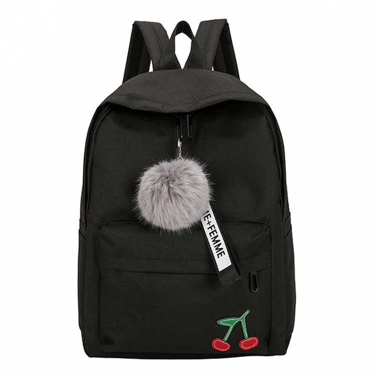 

Corduroy School Bag Fashion Fuzzy Ball Design Girl School Backpack High Quality Satchel Pretty Style Students Durable Book Bag