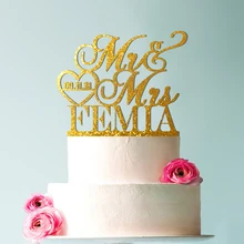Персонализированные Mr& Mrs фамилия-Дата сердце на заказ свадебный торт акриловое Украшение настоящий торт Топпер необычные индивидуальные свадебный Топпер
