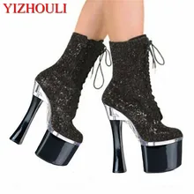 Осенние маленькие гранулы сапоги на высоком каблуке 18 см пикантные туфли для ночного клуба