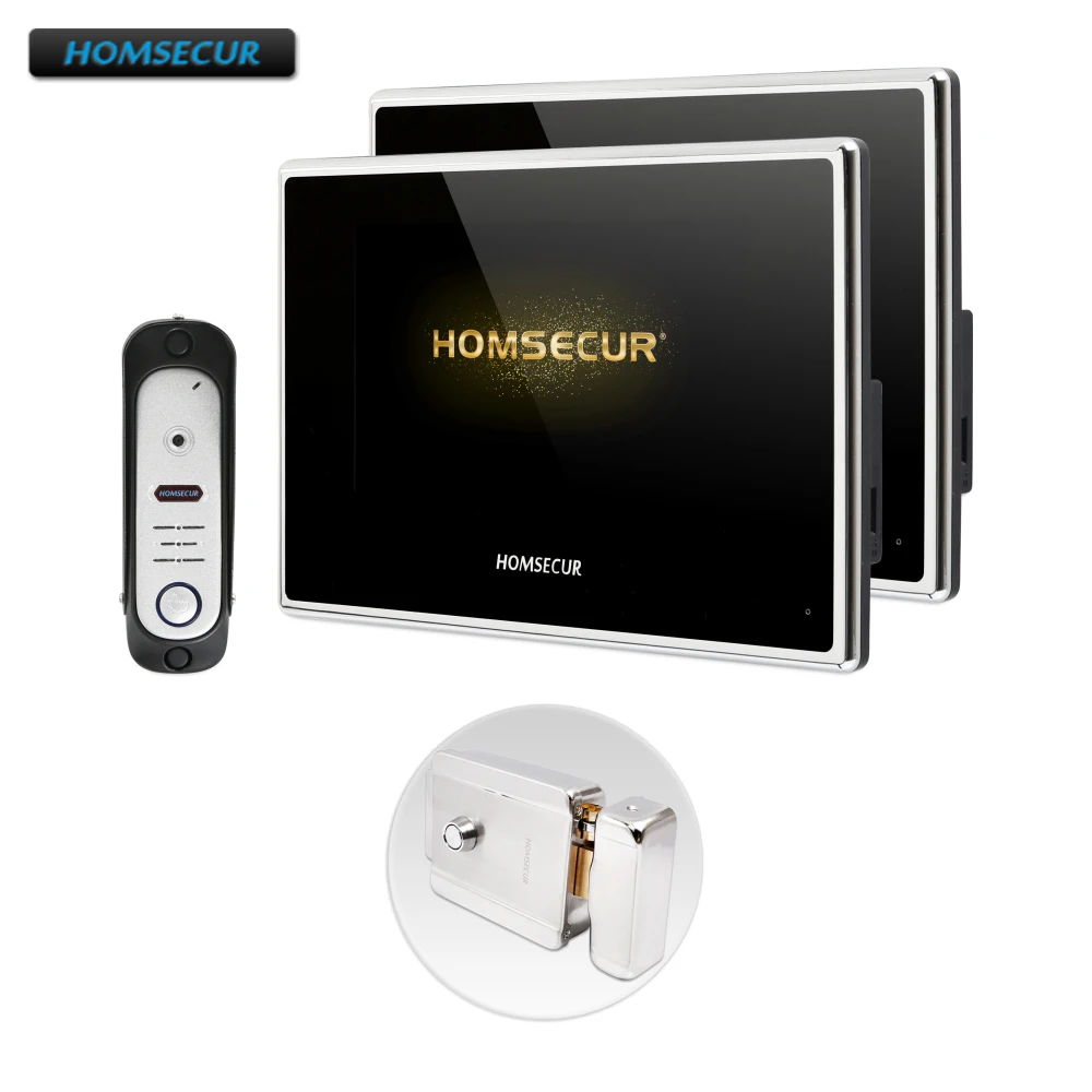 

HOMSECUR 4 Wire AHD Video Door Entry Security Intercom with 1.3MP Silver Camera BC051HD-S+BM718HD-B