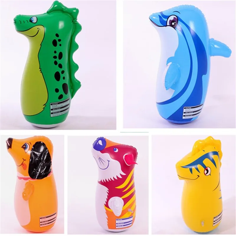 

PVC Inflatable 45cm Souvenirs Boxing Training Kid Cartoon Animal Tumbler Roly-poly Dinosaur Hippocampus Dolphin Dog Tiger Toys