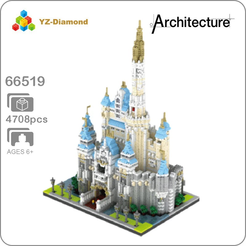 

Famous Architecture Amusement Princess Dream Park Big Castle 3D Model DIY Mini Diamond Building Blocks Brick Toy Collection
