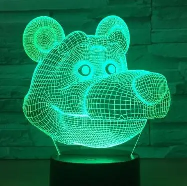 3D сенсорный Ночной светильник светодиодный шарик в форме сердца лампа Медведь Дети Спальня ночной Светильник Детский подарок - Испускаемый цвет: Bear 4