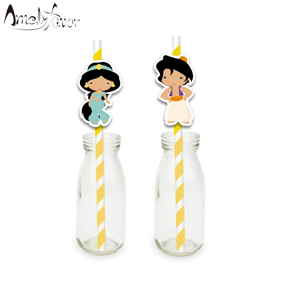 

Princess Theme Party Straws Prince NO.4 Paper Straws Jasmine Couples Valentine Birthday Wedding Party Decorations Supplies