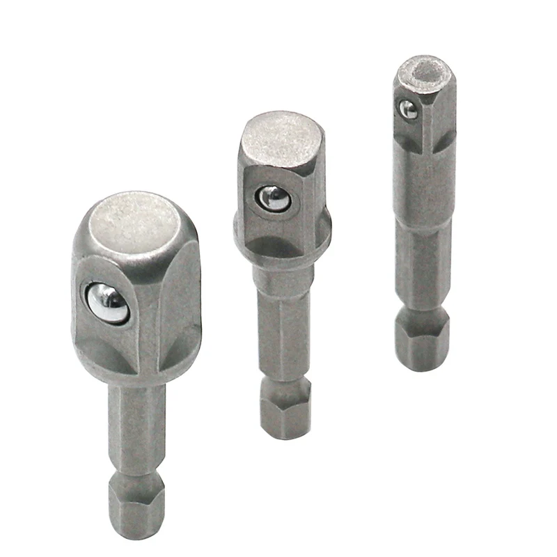 Socket Adapter Chrome Vanadium Steel Hex Shank to 1/4" 3/8" 1/2" Extension Drill Bits Driver Electrical Drilling Heads