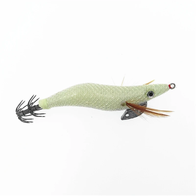 4Pcs 10cm 11g Luminous Shrimp Night Fishing Lures Wood Squid Jig Black White Color Artificial Bait fishing lure