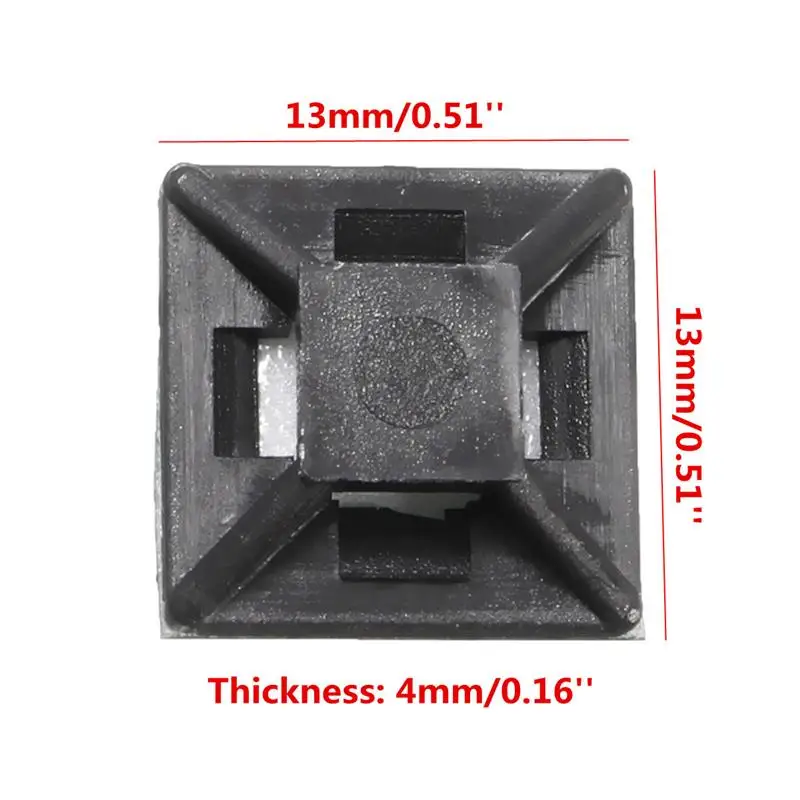 100 шт. 13 мм x 13 мм квадратные самоклеющиеся Кабельные стяжки монтажные основы на молнии клейкие разъемы продукт предлагает