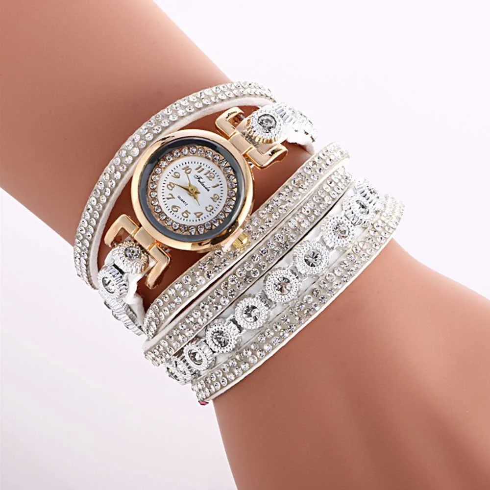Женские часы с металлическим декоративным круговым кварцевым ремешком, женские часы с браслетом, женские часы, брендовые Роскошные модные часы - Цвет: J