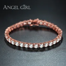 Ангел круглые розовые золотые Цвет 3/4/5 мм кубический цирконий теннис микро-инкрустация Браслеты& Браслеты с подвесками Bijoux(украшения своими руками) дважды безопасности-застежками