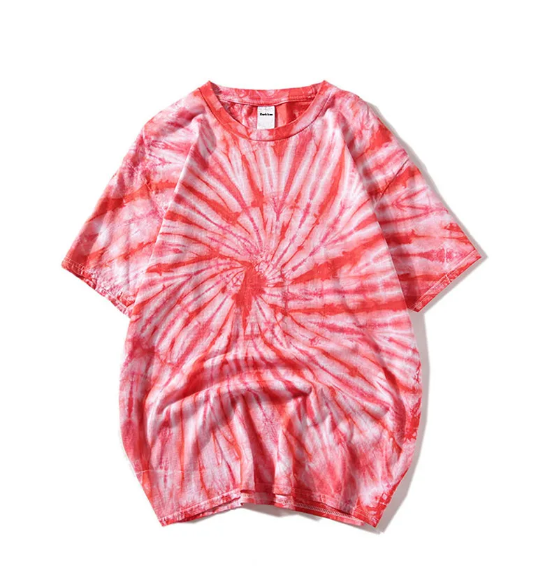 Темная икона Swirl Tie Dye Футболка мужская Лето круглый вырез хип хоп футболки для мужчин 5 цветов - Цвет: pink t shirt