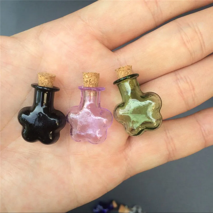 Mini Glass Bottles Flower Jars With Cork Little Colors Handiwork Bottles Handmade Gift Tiny Bottles Mix 7Colors1111