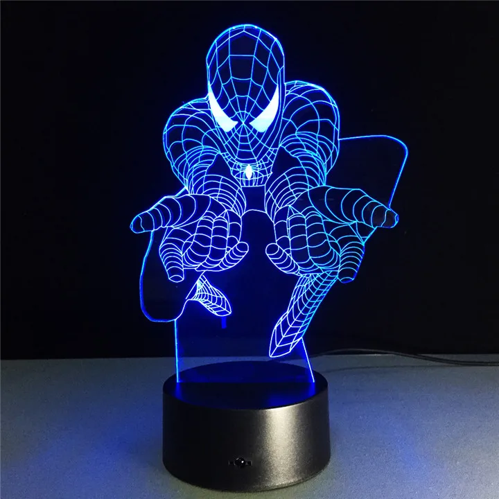 Best детский подарок 3D Luminaria Человек-паук ночник Marvel любителей кино супергероя лампы USB Цвет изменение стол Декор Прямая