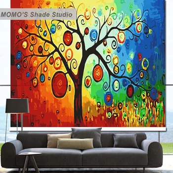 

MOMO Colorful Tree Window Curtains Roller Shades Blinds Thermal Insulated Blackout Fabric Custom Size, Alice 161-164