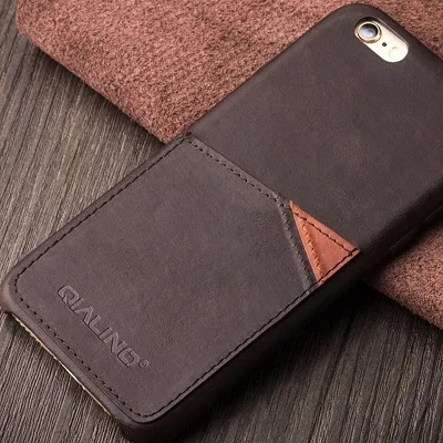 QIALINO чехол-накладка из натуральной кожи для iPhone 6 и 6 S, Модный чехол со слотом для карт для iPhone 6/6s Plus 4,7/5,5 дюймов - Цвет: 55 i6Plus dark brown
