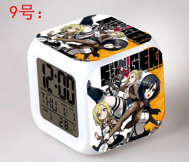 Manga Attack on Titan Alarm Clocks,Glowing LED Color Change Digital