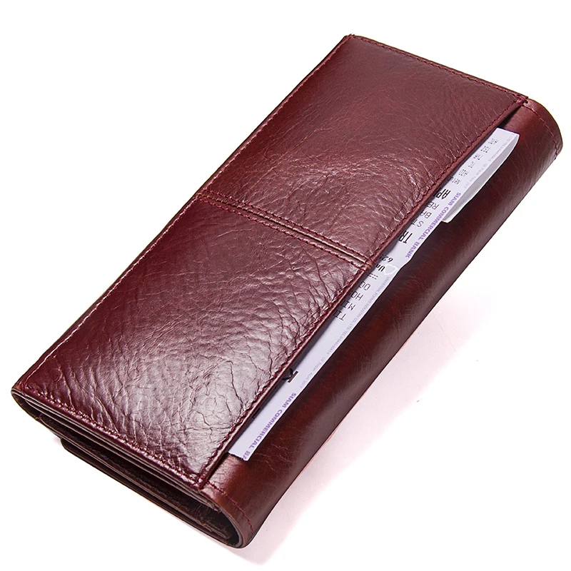 Contact's New Genuine Leather Women Clutch Wallets Multiple Cards Holder Long Female Purse With Phone Bag Fashion Woman Wallet