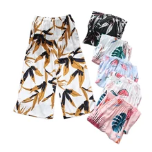 Свежие вискозные летние укороченные брюки, женские домашние штаны, штаны для сна, модные корейские домашние пижамы, штаны для женщин, брюки