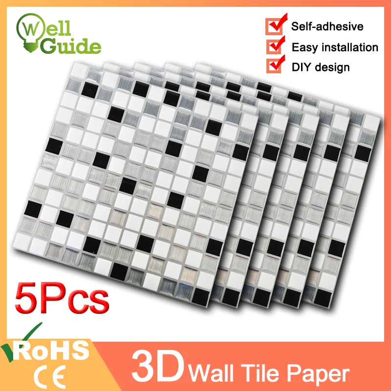 1PC/5PCS 3D Wall Sticker Mosaic Brick Self-Adhesive Wall paper for Kitchen Home DIY Wall Stickers Wall Decal Sticker Waterproof 1PC/5PCS 3D Wall Sticker Mosaic Brick Self-Adhesive Wall paper for Kitchen Home DIY Wall Stickers Wall Decal Sticker Waterproof