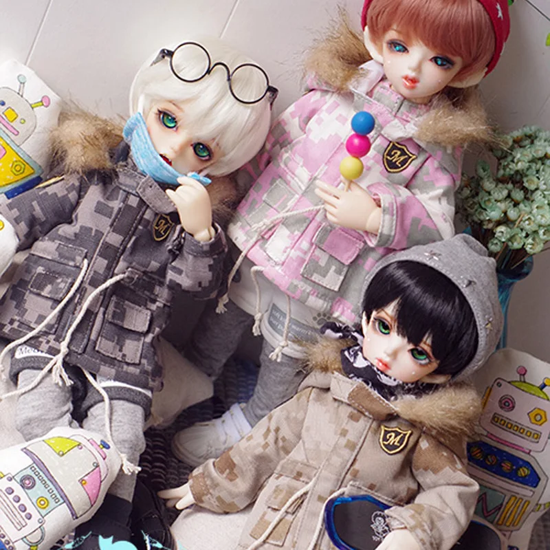 Doll coat warm fuzzy cotton-padded jacket for 1//6 1//4 BJD YOSD MSD doll clothes