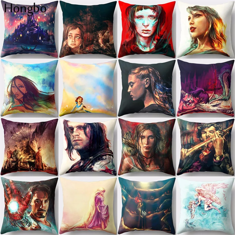 

Hongbo 1 Pcs Cushion Cover Pillow Case Women Men Angel Pattern Polyester Sofa Car Home Decoration