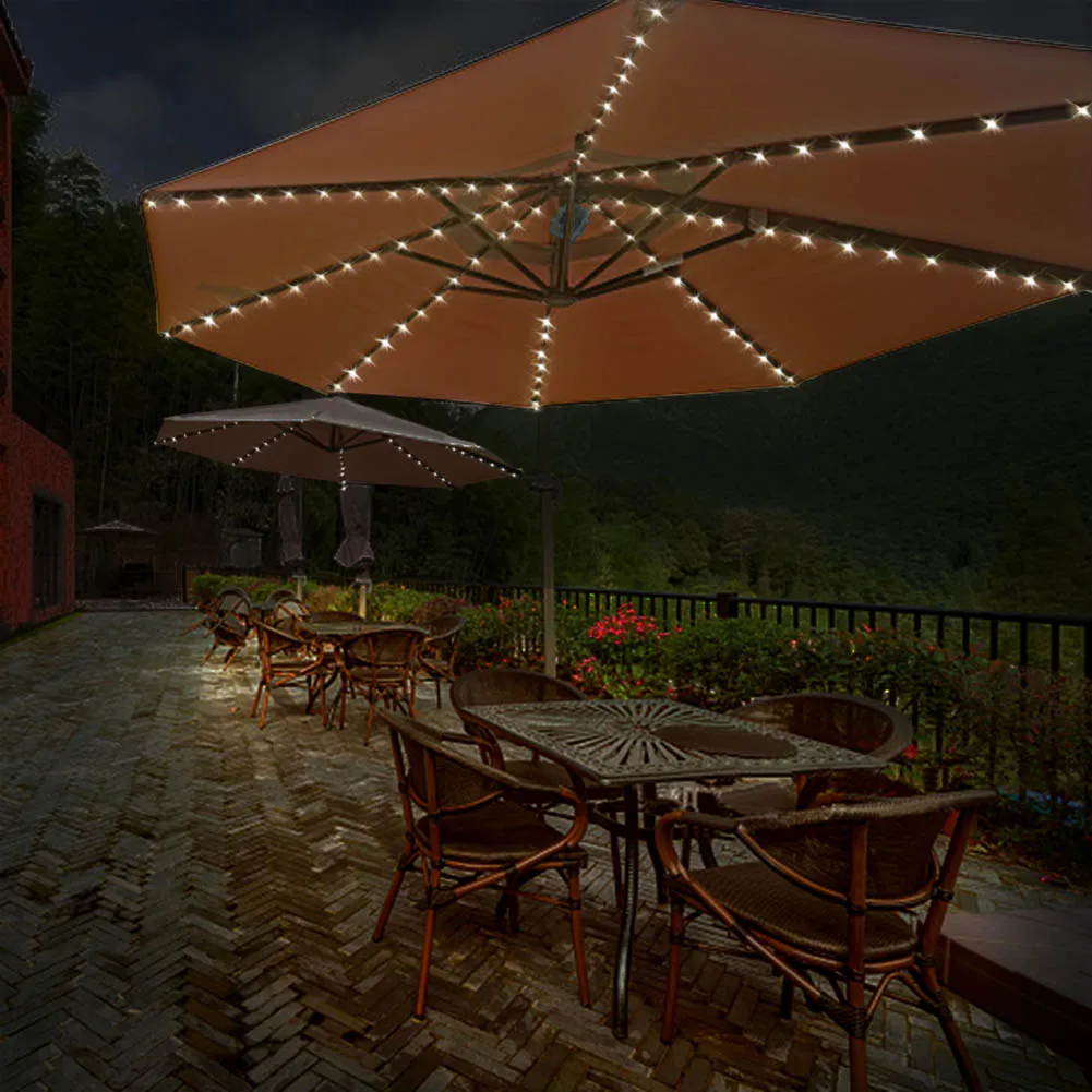 

104LED 8 Strings Patio Umbrella LED Light String with RC Outdoor Garden Wedding Party Decor HUG-Deals