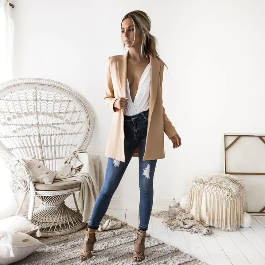 

KANCOOLD coats Blazers Ladies Long Sleeve Cardigan Casual Blazer Suit Outwear Twill coats and jackets women 2018Oct4