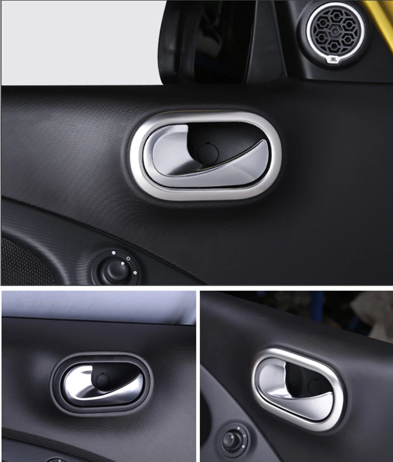 2 шт. нержавеющая сталь внутренняя дверь чаша крышка для новых Smart Fortwo ForFour 453 дверные ручки наклейки автомобиля аксессуары для декорирования машины