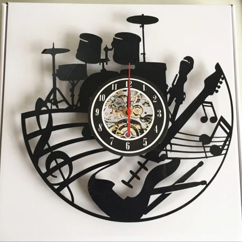 CD Record Modern Wall Clock Musical Theme Home Decoration Art Clocks