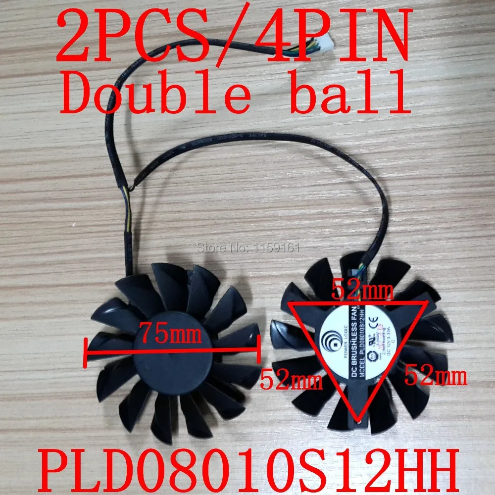 POWER LOGIC PLD08010S12HH PLD08010B12HH HD7850 HD7870 HD7950 52x52x52 мм двойной шар MSI Твин FrozrIII Вентилятор охлаждения