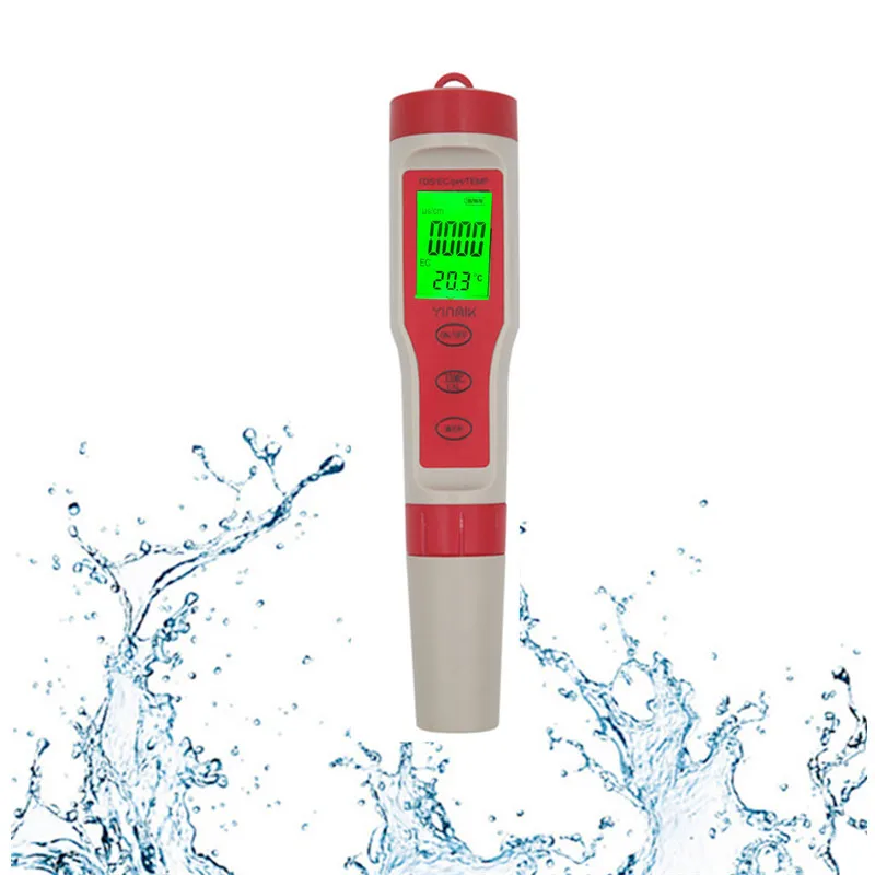 

Portable Digital PH Meter 0.00-14.00 PH Tester TDS&EC Meter Thermometer 1-19999us/cm 1-19999ppm 4 in 1 Water Monitor 20%off