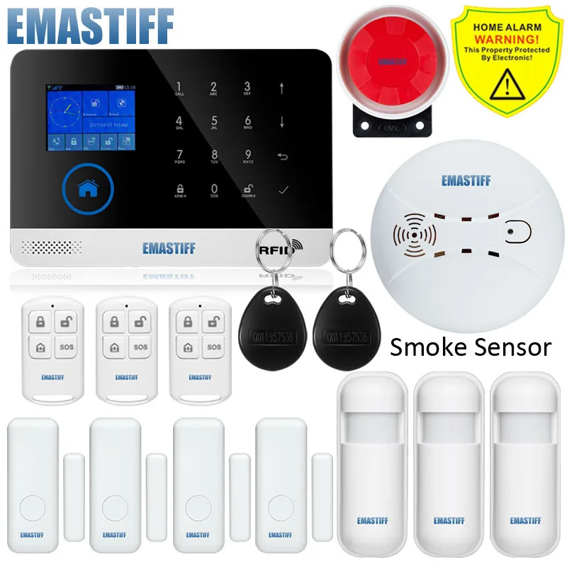 Free shipping.Intelligent Android IOS App Remote Control WIFI GSM Alarm Door Window Smoke Alarm