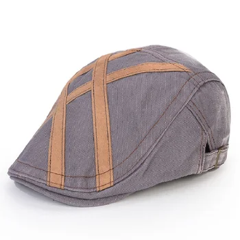 

Spring and Autumn Denim Washed Fade Visors with Suede stripe Retro Shovel Hat for Men Flat Cap Vintage British style Casquette