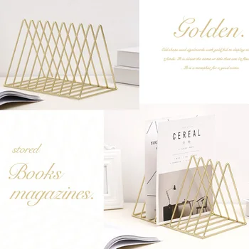 

3pcs Nordic Minimalist Metal Desktop Bookshelf Holder For Home Office Newspaper Magazine Organizing