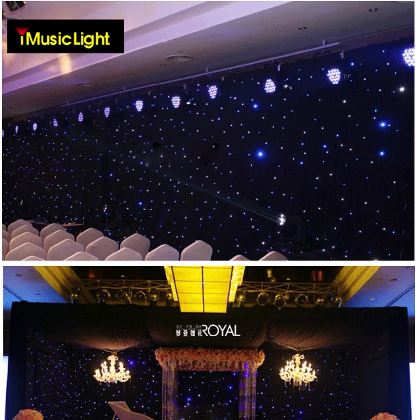 

Fireproof Fabric 4mx6m DMX StarCloth Tianxin LEDS Blue+White LED DJ backdrop LED star cloth Stage Drape
