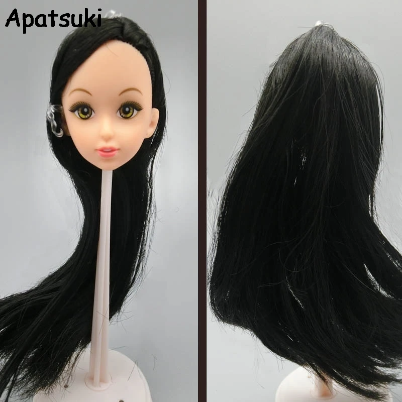DIY детские игрушки подарок черные длинные волосы 1/6 голова куклы для 11 5 &quotкуклы 1:6