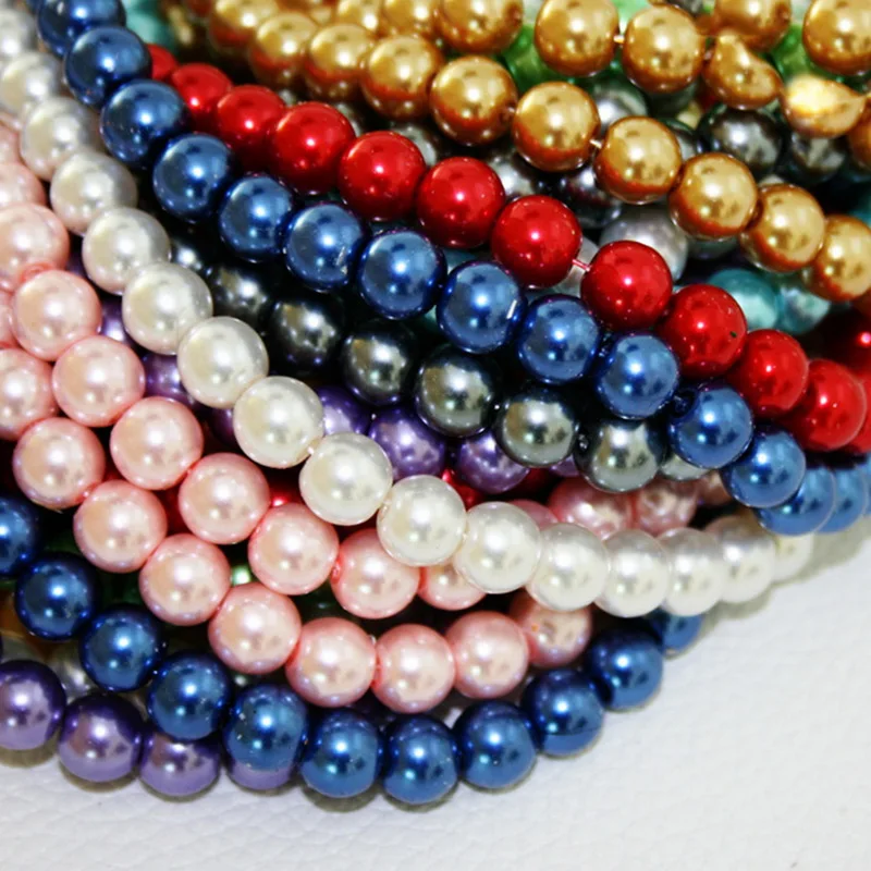 

Wholesale Round Ball Loose Glass Pearl Spacer Bead 8mm White Black Green Red Indigo Mixed For Jewelry Making Craft DIY