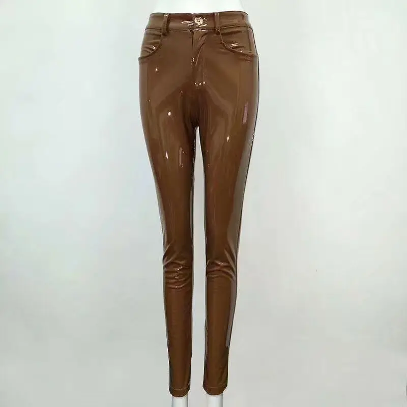 

Women Fashion Sexy B Leather Pants 2016 Knitted Bodycon Designer Pencil Pants