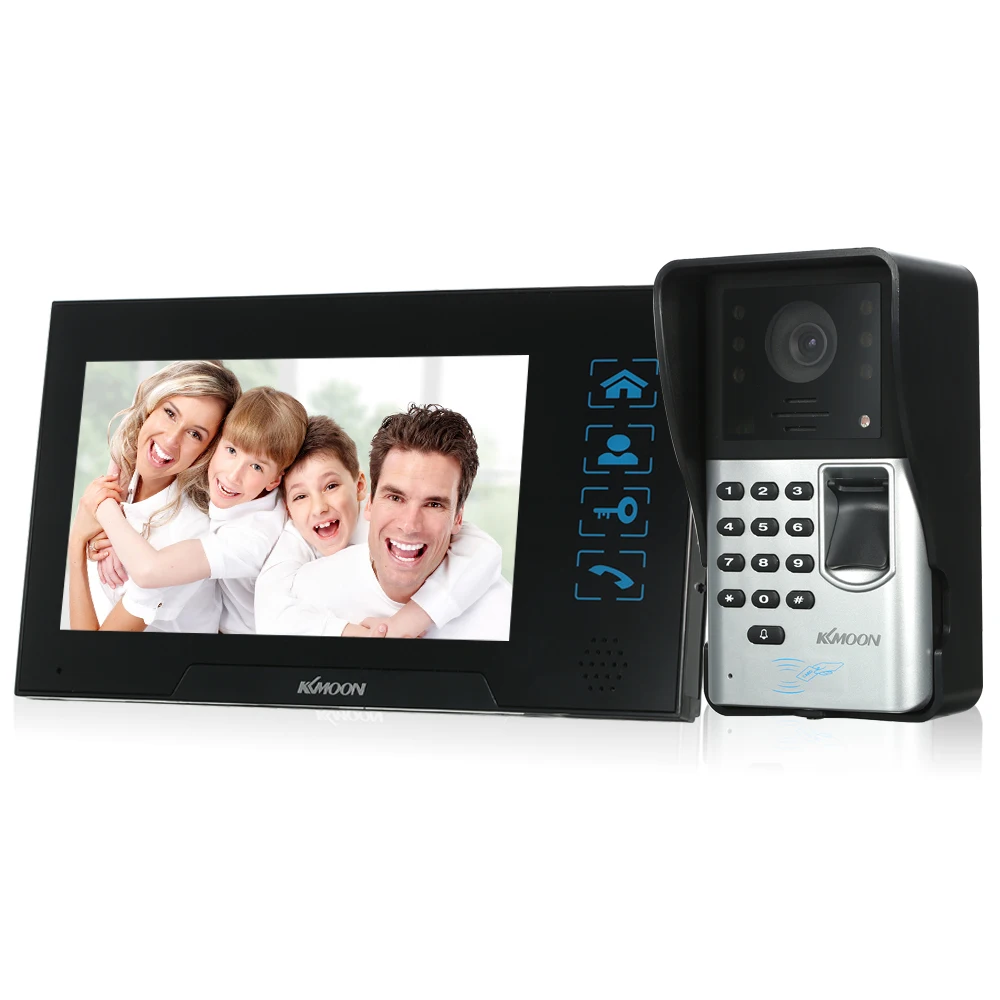 KKmoon 7 дюймов проводной видео дверной звонок визуальный двухсторонний аудио отпечаток пальца непромокаемый IR-CUT ночного видения пульт дистанционного разблокирования Видео дверной телефон