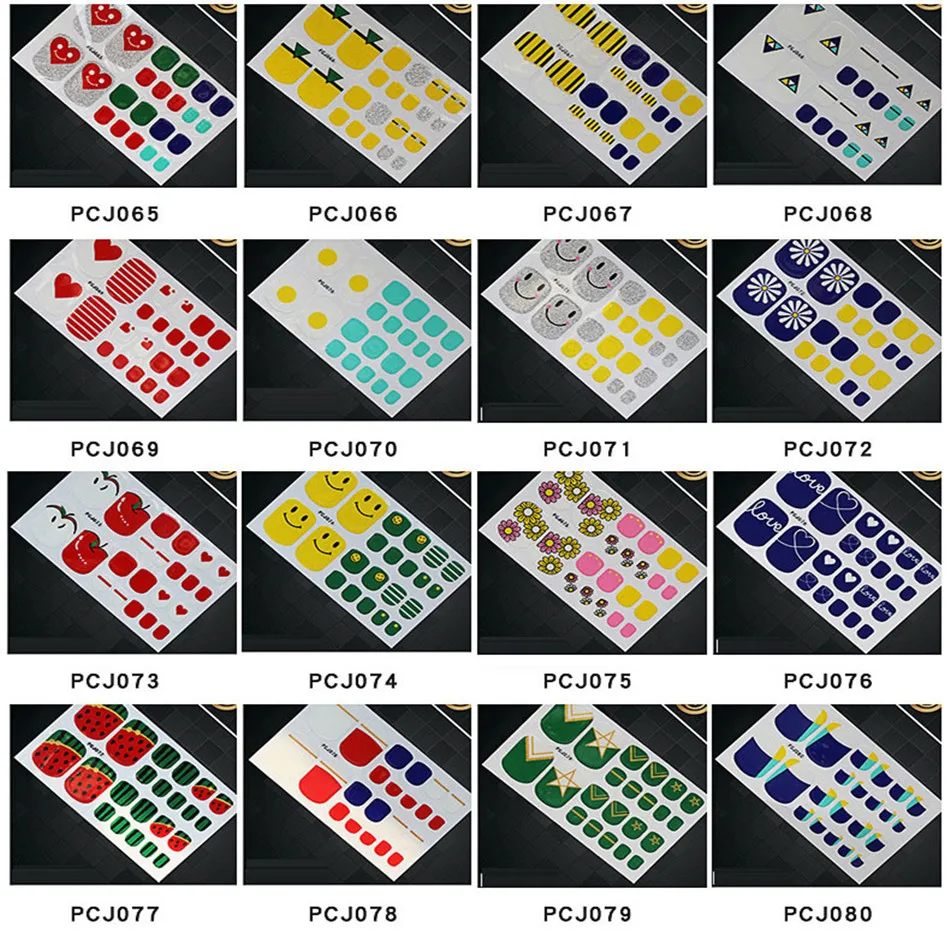 

1 Sheet Adhesive Full Cover Toe Nail Sticker Summer Style Tips Full Cover Nail Art Supplies Foot Decal for Women Girl Pedicure