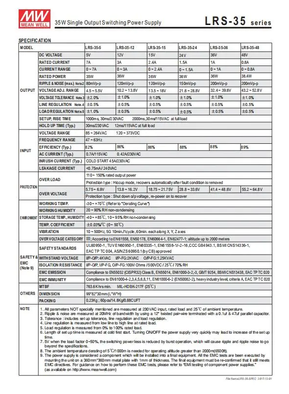 MEAN WELL LRS-35-12 5 в 12 В 15 в 36 в 48 в meanwell LRS-35 5 12 15 24 36 48 в 35 Вт одиночный выход импульсный источник питания