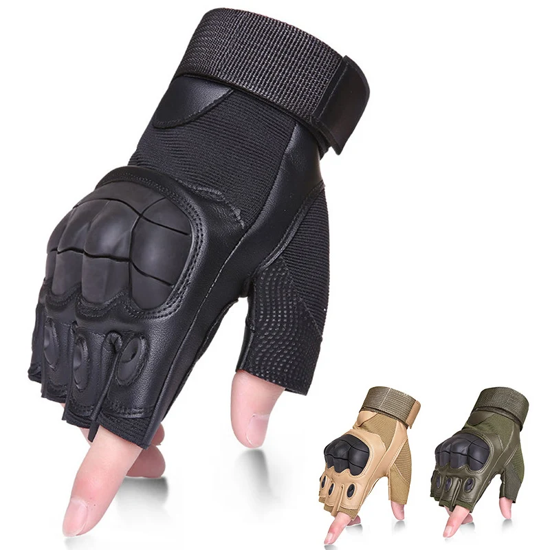 Tactical Hard Knuckle Half finger Gloves Men's Army Military Combat