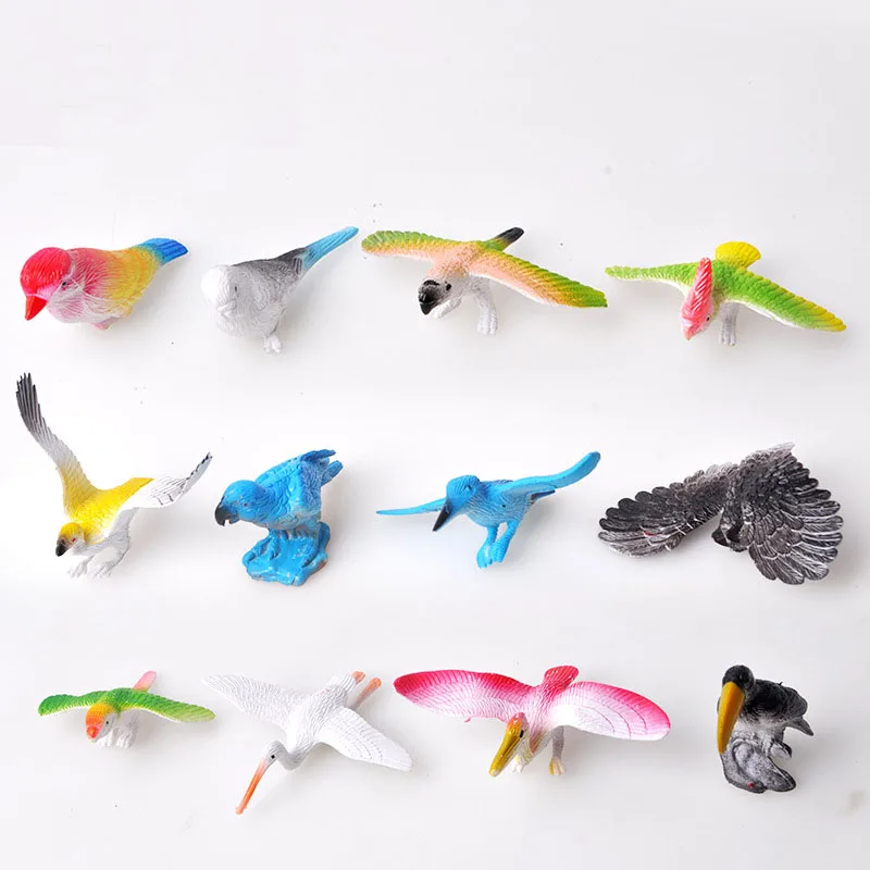 

12 Pieces of Various Bird Models Exquisite Puzzle Bird Animal Model Simulation Children's Best Gift Children's Development Toys