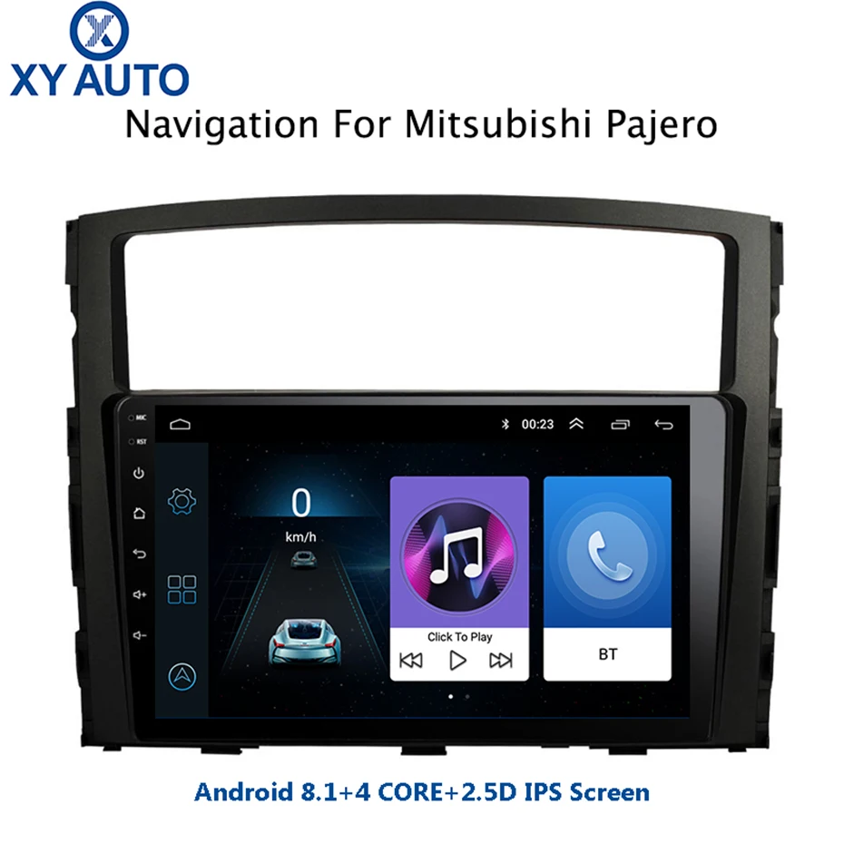 

9 inch 2.5D IPS Tempered HD multi-touch screen Android 8.1 NAVI for Mitsubishi Pajero 06-11 with Bluetooth USB WIFI support SWC