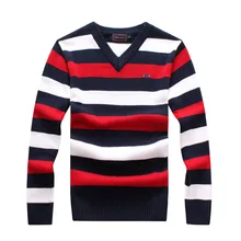 Eden park 2017 Neue Herbst Winter Lässige Mode 100% Baumwolle Pullover Männer Gestreiften Pullover Strickwaren V-ausschnitt kostenloser versand 867