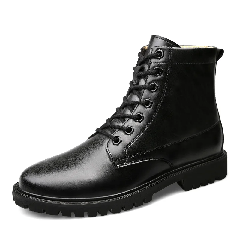 PINSV/зимние ботинки; Мужская обувь; военные ботинки из натуральной кожи; черные тактические Защитные Ботинки; chaussure homme; Размеры 37-48 - Цвет: black